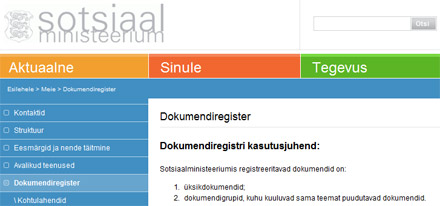 Sotsiaalministeeriumi dokumendiregister Sotsiaalministeeriumi dokumendiregister